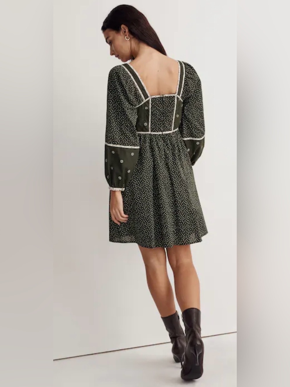 MADEWELL Floral Mix Square-Neck Mini Dress